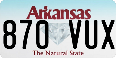 AR license plate 870VUX