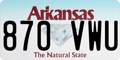 AR license plate 870VWU
