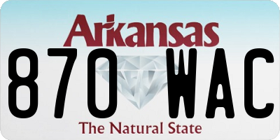 AR license plate 870WAC