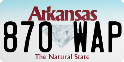 AR license plate 870WAP