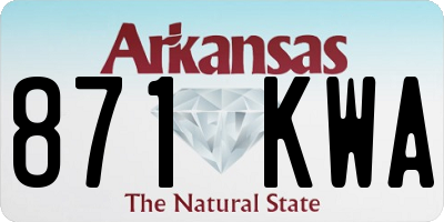 AR license plate 871KWA