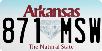 AR license plate 871MSW