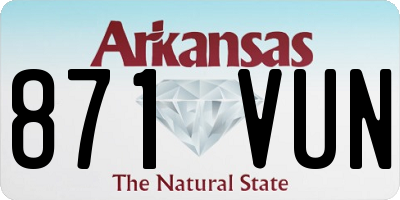 AR license plate 871VUN