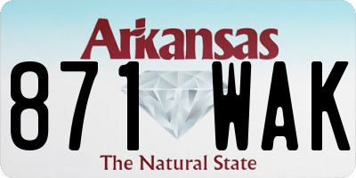 AR license plate 871WAK
