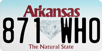 AR license plate 871WHO