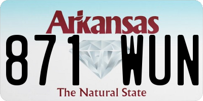 AR license plate 871WUN