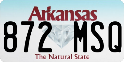 AR license plate 872MSQ