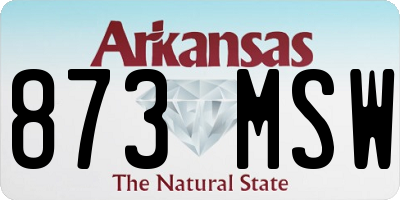 AR license plate 873MSW