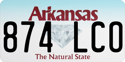 AR license plate 874LCO
