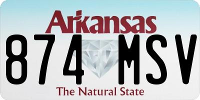 AR license plate 874MSV