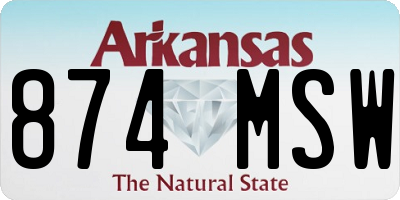 AR license plate 874MSW