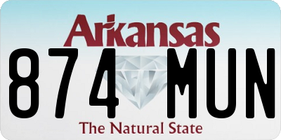 AR license plate 874MUN