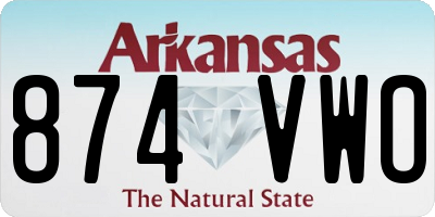 AR license plate 874VWO