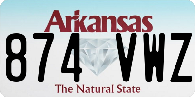 AR license plate 874VWZ