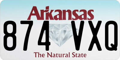 AR license plate 874VXQ