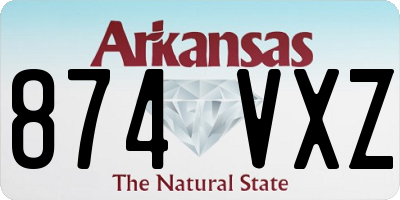 AR license plate 874VXZ