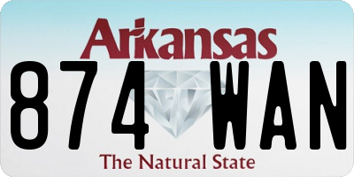 AR license plate 874WAN