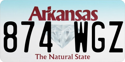 AR license plate 874WGZ