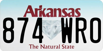 AR license plate 874WRO