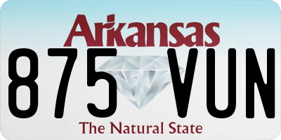 AR license plate 875VUN