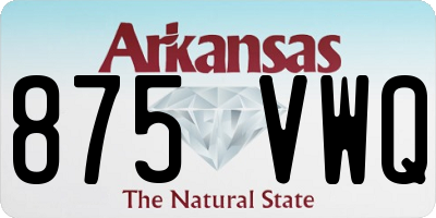AR license plate 875VWQ