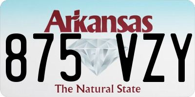 AR license plate 875VZY