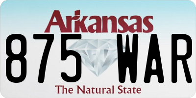 AR license plate 875WAR