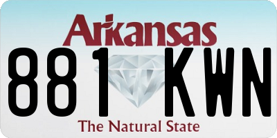 AR license plate 881KWN