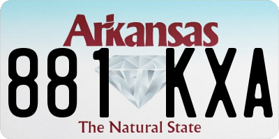 AR license plate 881KXA