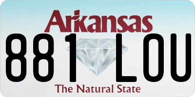 AR license plate 881LOU