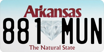 AR license plate 881MUN