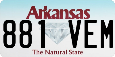 AR license plate 881VEM