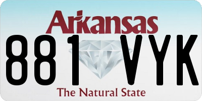 AR license plate 881VYK