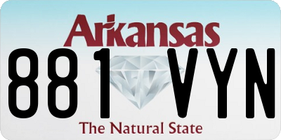 AR license plate 881VYN
