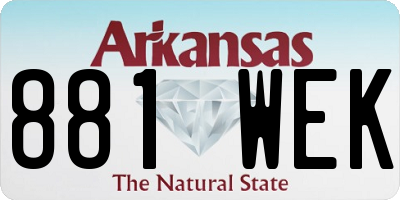 AR license plate 881WEK