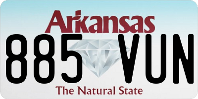 AR license plate 885VUN
