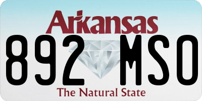 AR license plate 892MSO