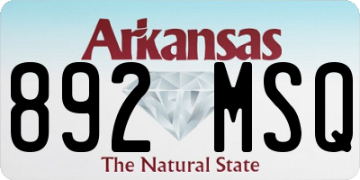 AR license plate 892MSQ