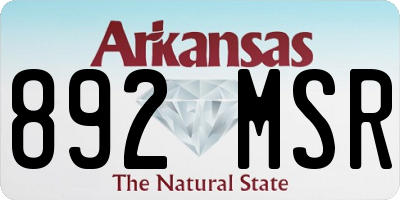 AR license plate 892MSR