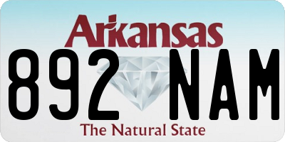 AR license plate 892NAM