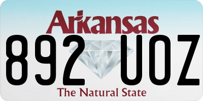AR license plate 892UOZ