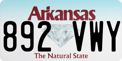 AR license plate 892VWY