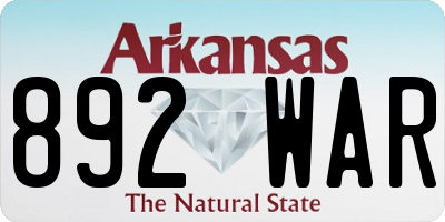 AR license plate 892WAR