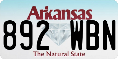 AR license plate 892WBN