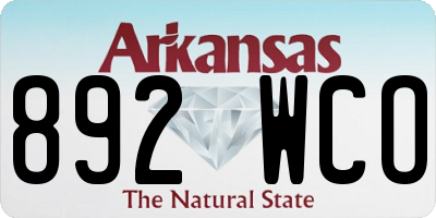 AR license plate 892WCO