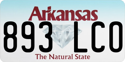 AR license plate 893LCO