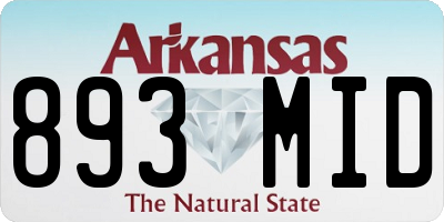 AR license plate 893MID