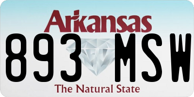 AR license plate 893MSW
