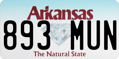 AR license plate 893MUN