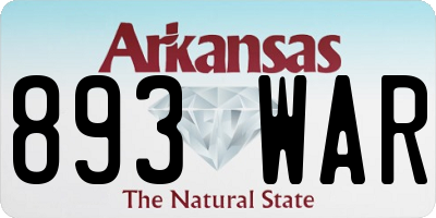 AR license plate 893WAR